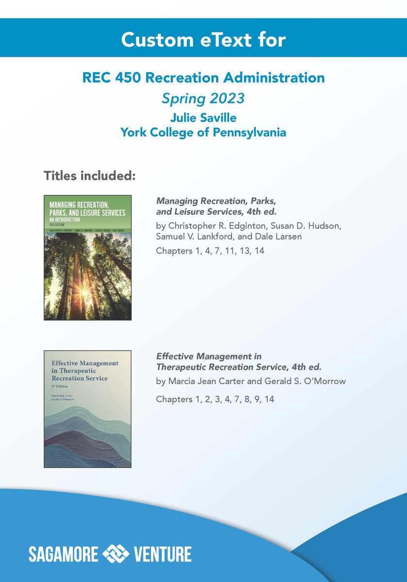 REC 450 Recreation Administration - Spring 2023 – Sagamore-Venture ...